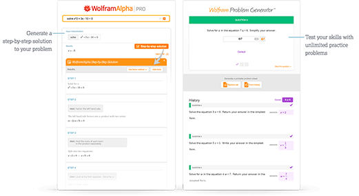 방정식 풀이를 위한 단계별 해법과 유용한 힌트 및 무제한 Wolfram Problem Generator를 이용한 방정식 풀이 연습 문제