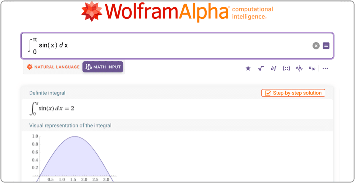 wolframalpha.com 웹사이트의 새로운 수학 입력 기능 이미지